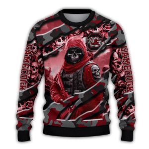 Personalized South Carolina Gamecocks Skull Horde Ugly Sweater