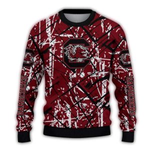 Personalized South Carolina Gamecocks Streak Overlay Ugly Sweater