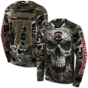 Personalized South Carolina Gamecocks Camo Skull All-Over Print Sweatshirt