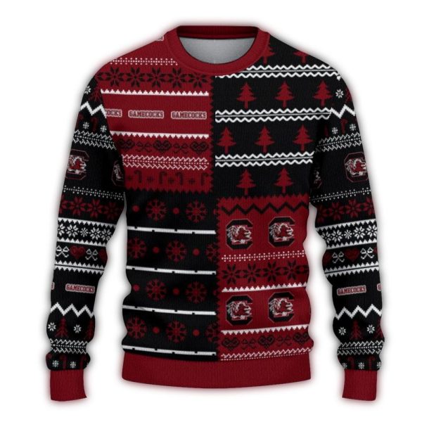 personalized south carolina gamecocks christmastree bands white sweater best selling