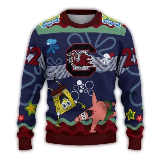 personalized-south-carolina-gamecocks-spongebob-designs-blue-sweater-best-selling personalized south carolina gamecocks spongebob designs blue sweater best selling