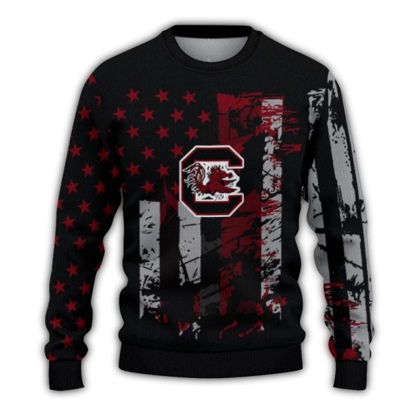 personalized south carolina gamecocks vintage usa flag black sweater best selling