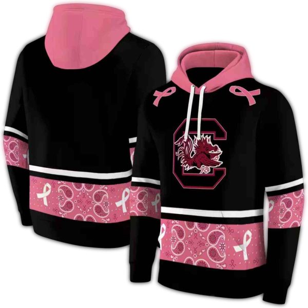 south-carolina-gamecocks-awareness-ribbon-black-pink-hoodie-fashion-forward south carolina gamecocks awareness ribbon black pink hoodie fashion forward