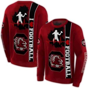 South Carolina Gamecocks Football Heartbeat All-Over Print Sweatshirt