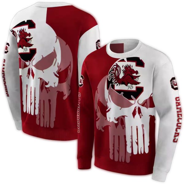 south-carolina-gamecocks-graphic-punisher-garnet-white-hoodie-premium-grade south carolina gamecocks graphic punisher garnet white hoodie premium grade