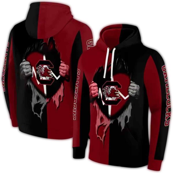 south carolina gamecocks heartbeat graphic garnet hoodie fashion forward