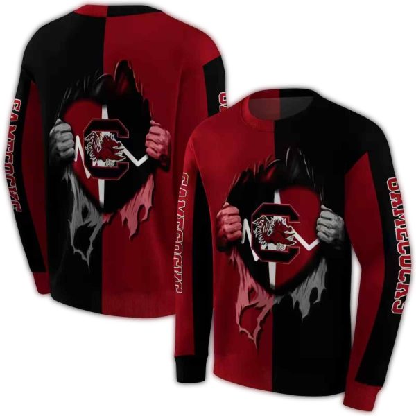 south carolina gamecocks heartbeat graphic garnet hoodie premium grade