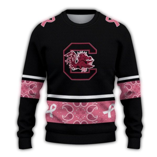 south-carolina-gamecocks-pink-ribbon-black-pink-sweater-best-selling south carolina gamecocks pink ribbon black pink sweater best selling