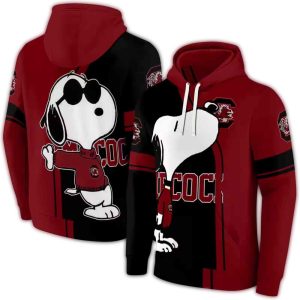 South Carolina Gamecocks Playful Snoopy Garnet All-Over Print Hoodie