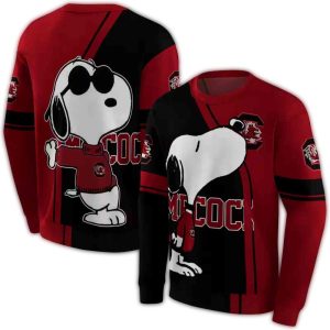 South Carolina Gamecocks Playful Snoopy Garnet All-Over Print Sweatshirt