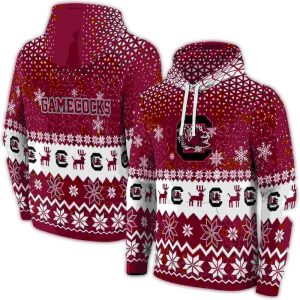 South Carolina Gamecocks Motif Garnet All-Over Print Hoodie