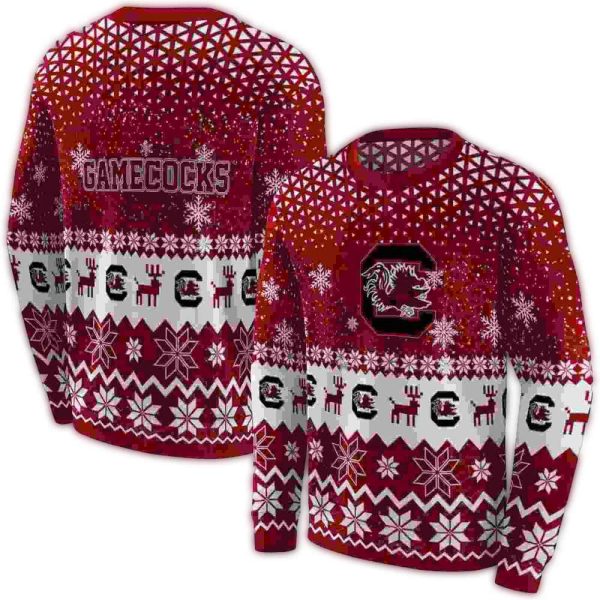 south carolina gamecocks reindeer motif garnet hoodie premium grade