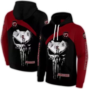South Carolina Gamecocks Skull Punisher All-Over Print Hoodie