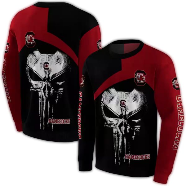 south carolina gamecocks skull punisher black hoodie premium grade 1