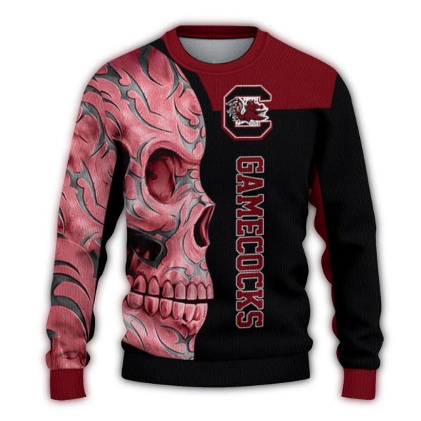 south-carolina-gamecocks-skull-swirl-garnet-black-sweater-best-selling south carolina gamecocks skull swirl garnet black sweater best selling