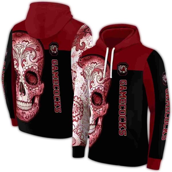 south-carolina-gamecocks-sugar-skull-garnet-black-hoodie-fashion-forward south carolina gamecocks sugar skull garnet black hoodie fashion forward