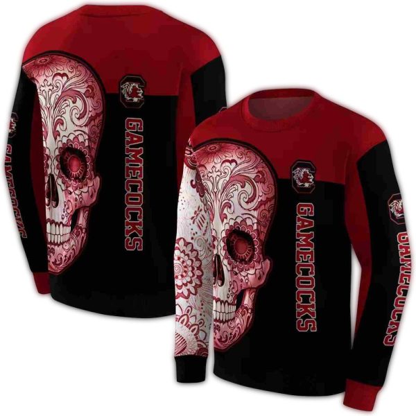 south carolina gamecocks sugar skull garnet black hoodie premium grade