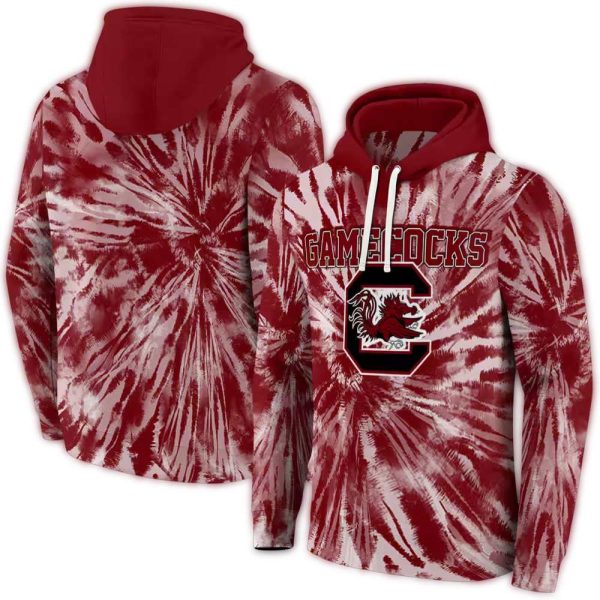 south carolina gamecocks tie dye pattern garnet hoodie fashion forward