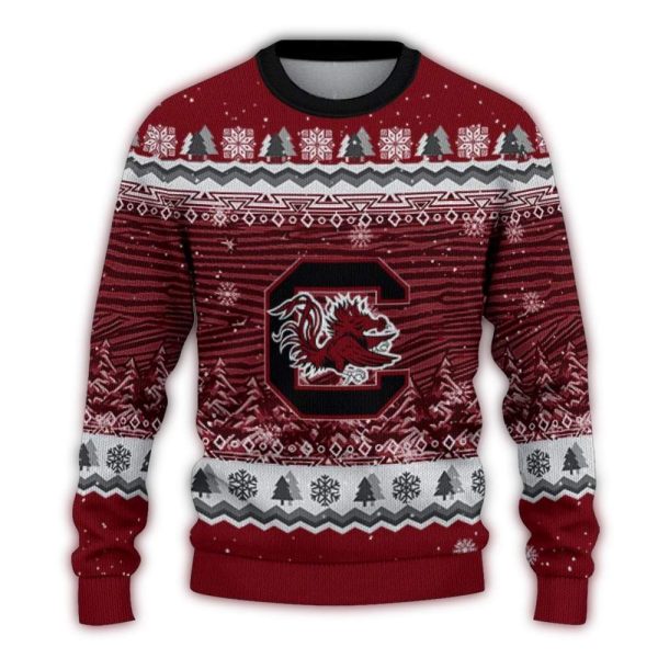 south-carolina-gamecocks-tree-pattern-garnet-sweater-best-selling south carolina gamecocks tree pattern garnet sweater best selling
