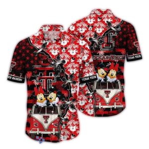 Texas Tech Red Raiders Mickey Mouse And Minnie Mouse Camping Tropical Hawaiian Shirt